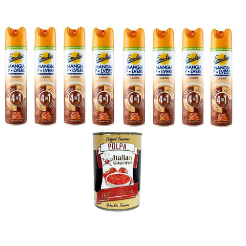 Emulsio Mangia Pulver für Holz, antistatisch, 4 in 1, 8x300 ml Original italienisch inkl. Italian Gourmet Polpa 400g