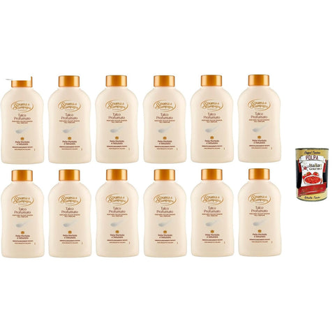 Spuma di Sciampagna Wellness Talco duftendes Talkum - weiches und samtiges Leder 12x 200 g Original italienisch inkl. Italian Gourmet Polpa 400g