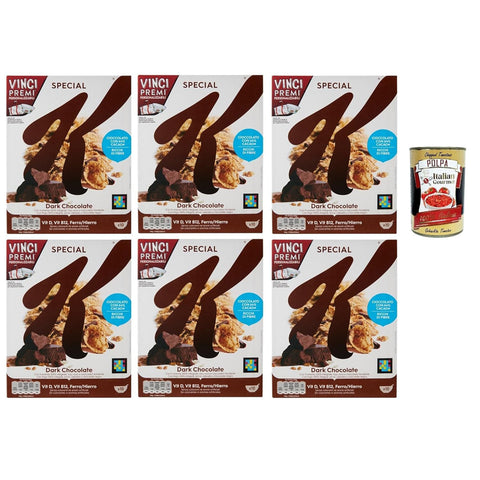Special K Cereals Dunkle Schokolade Reisflocken Vollkorn Weizen und Gerste mit Vitaminen und Mineralstoffen, Frühstückscerealien 290g Getreideflocken 6x Original italienisch inkl. Italian Gourmet Polpa 400g