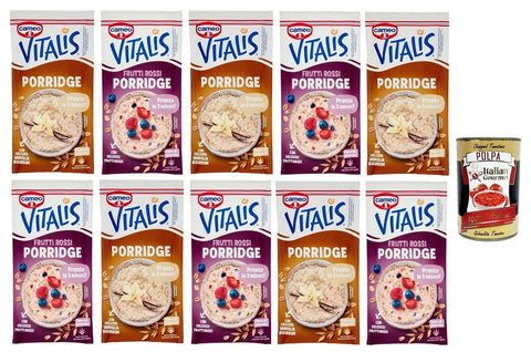 Italian Gourmet E.R. Müsli C.Vitalis Porridge Testpaket Classic Und mit Haferflocken und leckeren roten Früchten 5x54gr 5x53g + Italian Gourmet polpa 400g 8032804040014