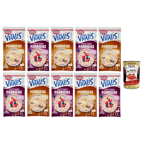 C.Vitalis Porridge Testpaket Classic Und mit Haferflocken und leckeren roten Früchten 5x54gr 5x53g inkl. Italian Gourmet polpa 400g Original italienisch