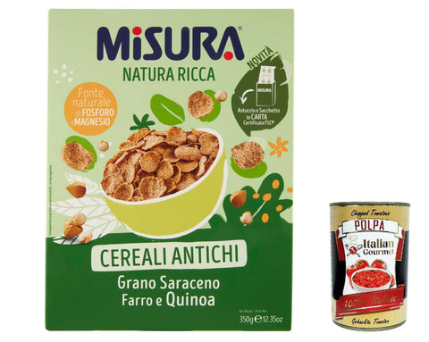 Italian Gourmet E.R. Müsli- & Energieriegel 12x Misura Natura Ricca Ancient Cereals Buchweizen Dinkel und Quinoa 350 g + Italian Gourmet polpa 400g 8002590048419