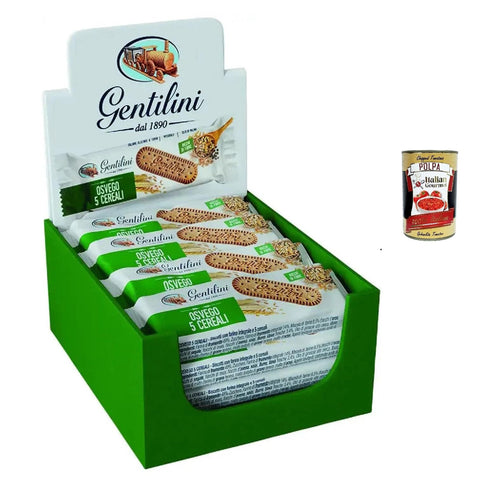 Gentilini Osvego ai 5 Cereali 12x27g, 5 Cerealien Kekse Box 12x27g Original italienisch inkl. Italian Gourmet Polpa 400g