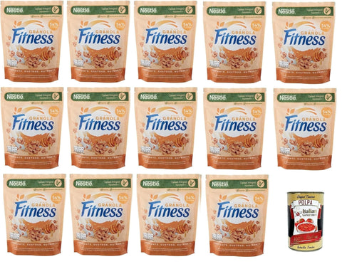 Nestle Nestlè Fitness Granola Miele - Knuspriges Müsli mit Vollkorn, Hafer und Honig, 14 Beutel à 300 g Original italienisch inkl. Italian Gourmet Polpa 400g