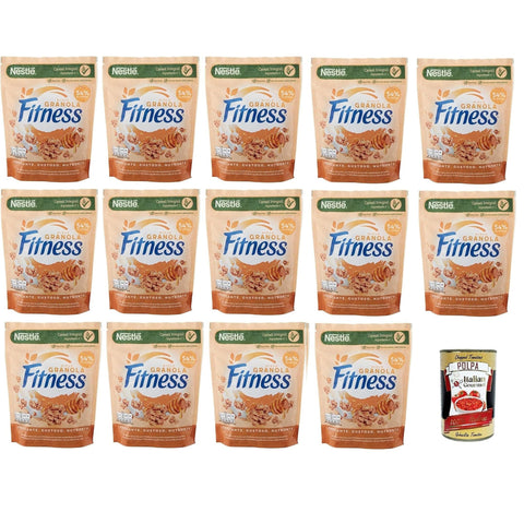 Nestle Nestlè Fitness Granola Miele - Knuspriges Müsli mit Vollkorn, Hafer und Honig, 14 Beutel à 300 g Original italienisch inkl. Italian Gourmet Polpa 400g