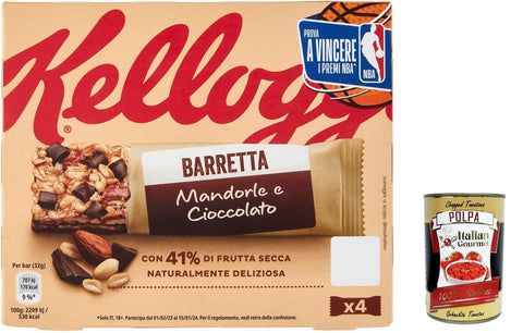 Italian Gourmet E.R. Müsliriegel 12x Barretta Kellogg’s Mandorle e Cioccolato, Müsliriegel mit Mandeln und Schokolade 128g + Italian Gourmet polpa 400g 5053827161947