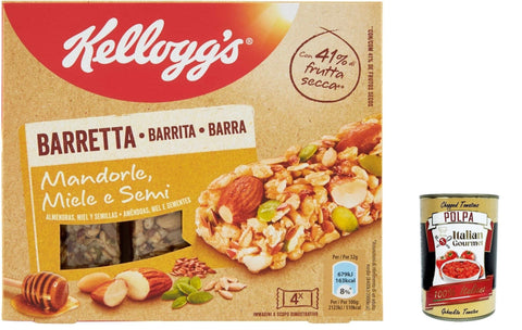 Kelloggs Barretta Kellogg’s Mandorle Miele e Semi, Müsliriegel mit Honig und Samen Mandeln 12x 128g inkl. Italian Gourmet polpa 400g Original italienisch