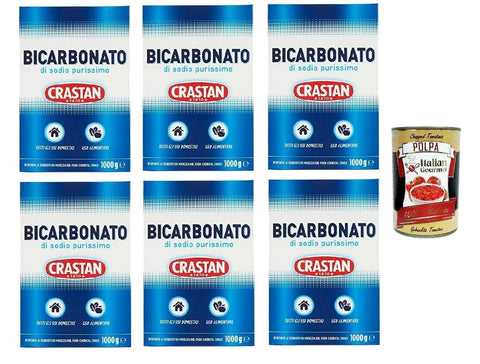 Crastan Bicarbonato di sodio purissimo reines Natriumbicarbonat für den Heimgebrauch und für Lebensmittel 6x 1000g Original italienisch inkl. Italian Gourmet Polpa 400g