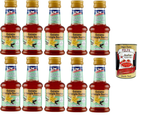 Italian Gourmet E.R. Natürlich Paneangeli 100 % natürlicher Bourbon-Vanille-Extrakt, natürliches Lebensmittelaroma, ideal für Kuchen und Desserts, alkoholfrei, frei von Konservierungsstoffen, 10x35 ml+ Italian Gourmet polpa 400g 8032804040014