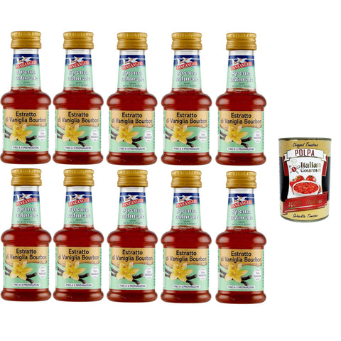 Paneangeli 100 % natürlicher Bourbon - Vanille - Extrakt, natürliches Lebensmittelaroma, ideal für Kuchen und Desserts, alkoholfrei, frei von Konservierungsstoffen 10x35 ml inkl. Italian Gourmet polpa 400g Original italienisch