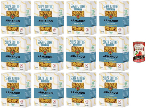 Italian Gourmet E.R. Nudelgerichte 12x Armando, La Treccia, glutenfreie Mehrkornnudeln mit Mais, braunem Reis und Quinoa 400gr+ Italian Gourmet pelati 400gr 8005709209558