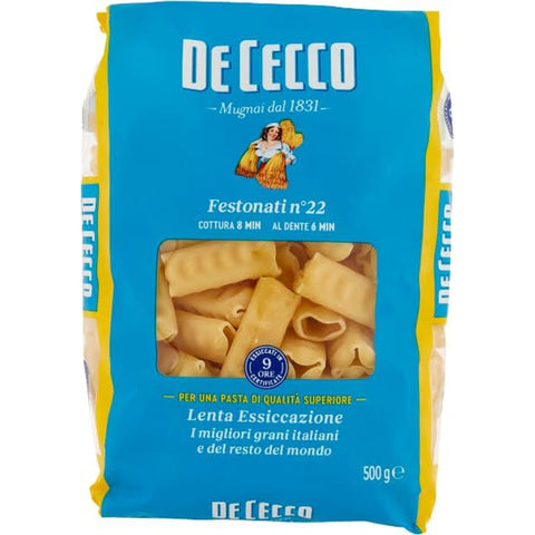 De Cecco Pasta 100% Festonati Nr. 22 Pasta 20x 500 g inkl. Italian Gourmet polpa 400g Original italienisch
