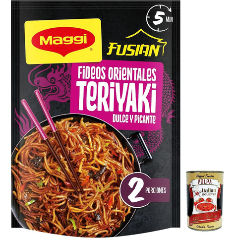 Maggi Fusian ORIENTAL NOODLES TERIYAKI FLAVOR Instant - Nudeln mit Teriyaki - Sauce 3x 130 g inkl. Italian Gourmet polpa 400g Original italienisch