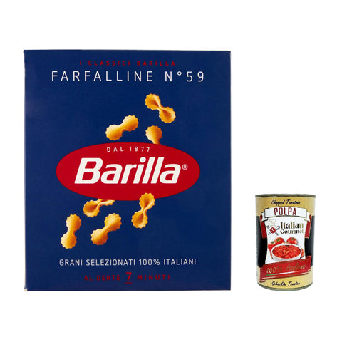 Barilla Pasta Farfalline Nr. 59 italienisch Nudeln 500 g pack 5x Original italienisch inkl. Italian Gourmet Polpa 400g