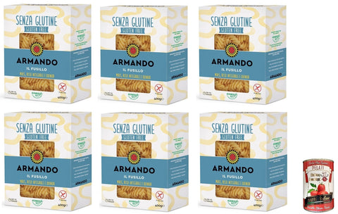 Italian Gourmet E.R. Nudelgerichte 6x Armando, Il Fusillo, glutenfreie Mehrkornnudeln mit Mais, braunem Reis und Quinoa - + Italian Gourmet pelati 400gr 8005709209541