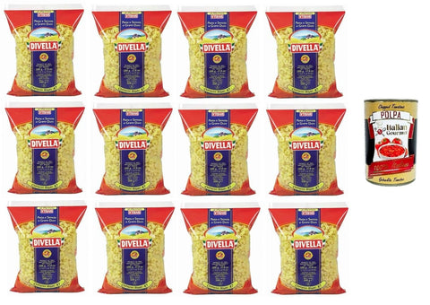 Italian Gourmet E.R. Nudelgerichte Divella Chifferini Rigati N°47 Hartweizengrieß Pasta Italienische Nudeln 12x500g Packung + Italian Gourmet Polpa di Pomodoro 400g 8005121000474