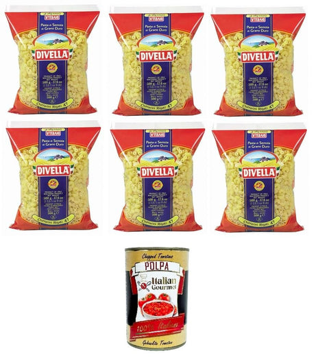 Italian Gourmet E.R. Nudelgerichte Divella Chifferini Rigati N°47 Hartweizengrieß Pasta Italienische Nudeln 6x500g Packung + Italian Gourmet Polpa di Pomodoro 400g 8005121000474