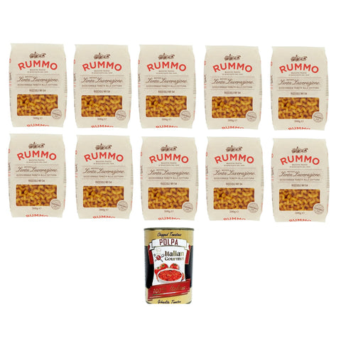 Rummo Riccioli n° 54 Pasta Lenta Lavorazione Teigwaren aus Hartweizengrieß Bronze-Zeichnung 10x 500g Original italienisch inkl. Italian Gourmet Polpa 400g