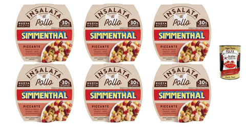 Italian Gourmet E.R. Nudelgerichte Simmenthal Insalata di Pollo Piccante, 160g, 6er Pack, + Italian Gourmet polpa 400g
