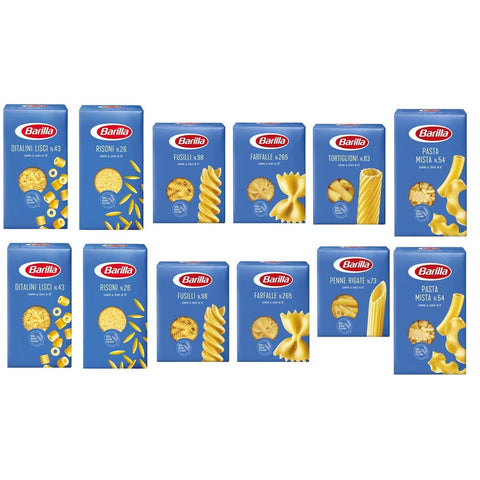 Barilla TESTPAKET Pasta Barilla ( ) 7 Arten von Nudeln kurze Nudeln ( Fusilli - Tortiglioni - Penne Rigate - Pasta Mista - Farfalle - Risoni ' Ditalini lisci ) 12 x 500g Original italienisch