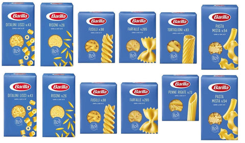Italian Gourmet E.R. Nudelgerichte TESTPAKET Pasta Barilla italienisch (12 x 500g) 7 Arten von Nudeln kurze Nudeln ( Fusilli - Tortiglioni - Penne Rigate - Pasta Mista-Farfalle - Risoni ' Ditalini lisci ) 8076804765546