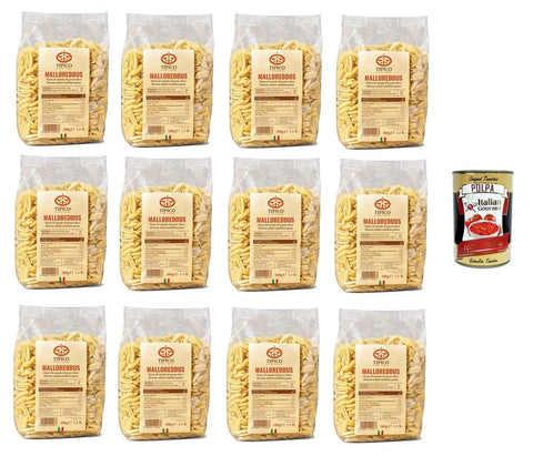 Italian Gourmet E.R. Nudelgerichte Tipico di Sardegna- Malloreddus Nudeln aus Hartweizengrieß – 12x 500 gr+ Italian Gourmet Polpa di Pomodoro 400g 8000491000437