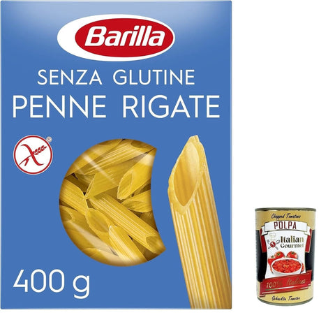 Italian Gourmet E.R. Nudeln & Pasta 10x Barilla Penne rigate 400g senza Glutine Glutenfrei pasta nudeln, gluten free + Italian Gourmet polpa 400g 8032804040014