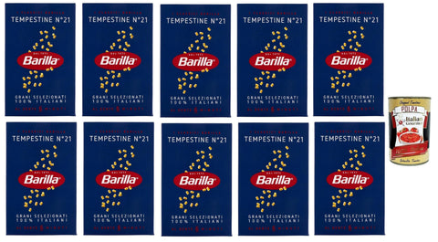 Italian Gourmet E.R. Nudeln & Pasta 10x Barilla Tempestine n° 21, Pasta 100% italienisch Nudeln aus Hartweizengrieß 500g Packung + Italian Gourmet Polpa di Pomodoro 400g Dose 8076800315219