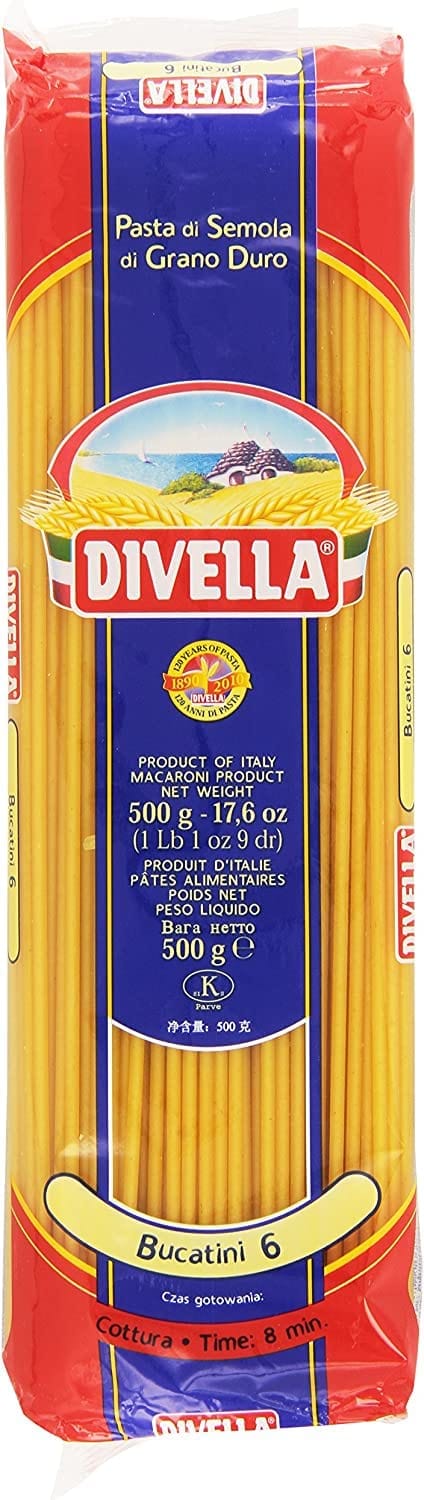 Italian Gourmet E.R. Nudeln & Pasta 10x Divella Bucatini n°6 Hartweizengrieß Pasta Italienische Nudeln 500g Packung + Italian Gourmet Polpa di Pomodoro 400g Dose 8005121000061