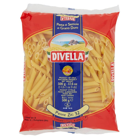 Italian Gourmet E.R. Nudeln & Pasta 10x Divella Penne Ziti N. 32 Hartweizengrieß Pasta Italienische Nudeln 500g Packung + Italian Gourmet Polpa di Pomodoro 400g Dose 8005121000320