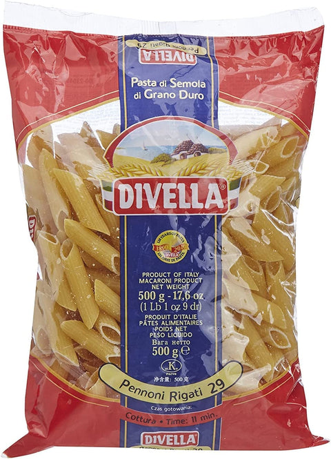 Italian Gourmet E.R. Nudeln & Pasta 10x Divella Pennoni Rigati N. 29 Hartweizengrieß Pasta Italienische Nudeln 500g Packung + Italian Gourmet Polpa di Pomodoro 400g Dose 8005121000290