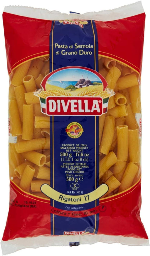 Italian Gourmet E.R. Nudeln & Pasta 10x Divella Rigatoni N. 17 Hartweizengrieß Pasta Italienische Nudeln 500g Packung + Italian Gourmet Polpa di Pomodoro 400g Dose 8005121000177