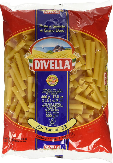 Italian Gourmet E.R. Nudeln & Pasta 10x Divella Ziti Tagliati N. 33 Hartweizengrieß Pasta Italienische Nudeln 500g Packung + Italian Gourmet Polpa di Pomodoro 400g Dose 8005121000337