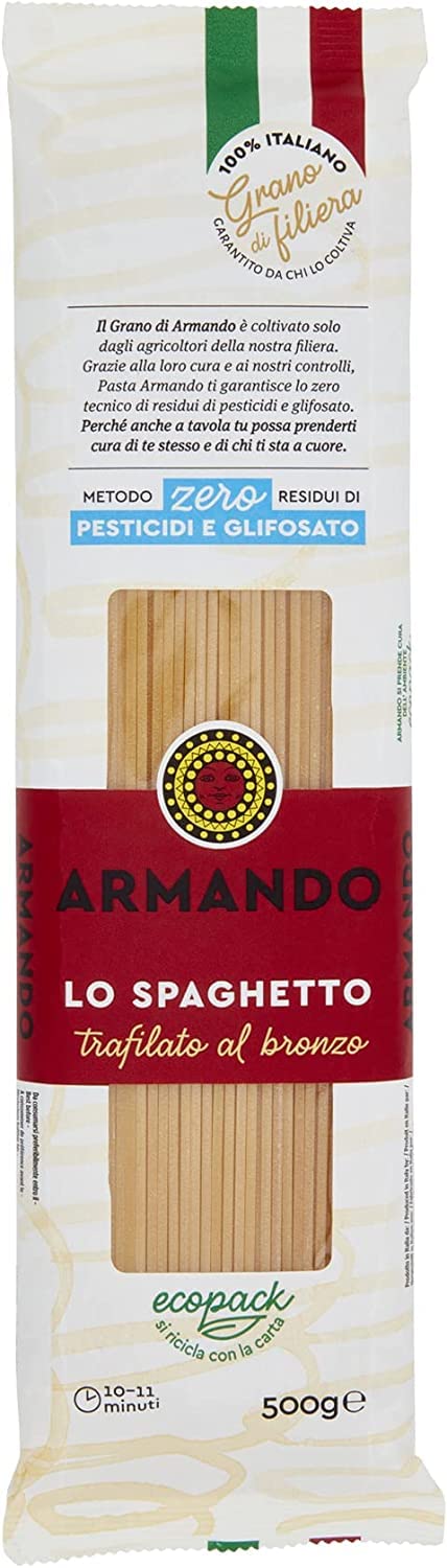 Italian Gourmet E.R. Nudeln & Pasta 10x Il Grano Di Armando Lo Spaghetto Italienischer Weizen Bronze gezeichnet 100% Italienische Pasta 500g 8005709204041