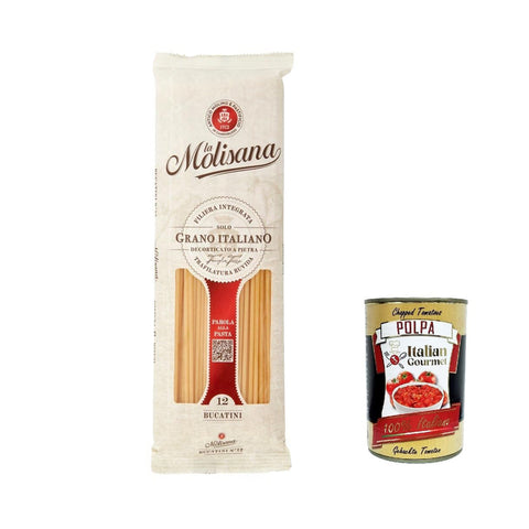 La Molisana Bucatini N. 12 Pasta Lenta Lavorazione Teigwaren aus Hartweizengrieß Bronze-Zeichnung 500g 10x Original italienisch inkl. Italian Gourmet Polpa 400g