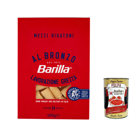 Italian Gourmet Mezzi Rigatoni al Bronzo Bronze Gezogene Pasta Rohe Verarbeitungsmethode 10x 400g inkl. Italian Gourmet polpa 400g Original italienisch