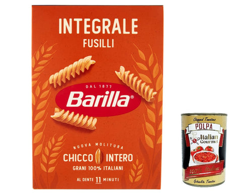 Italian Gourmet E.R. Nudeln & Pasta 10x Pasta Barilla Fusilli Integrali Vollkorn italienisch Nudeln 500 g pack + Italian Gourmet polpa 400g 8076809575515