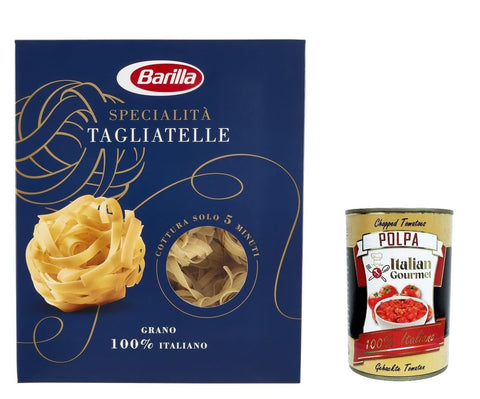 Italian Gourmet E.R. Nudeln & Pasta 10x Pasta Barilla Specialità Tagliatelle, 100% italienisch Nudeln 500 g pack + Italian Gourmet polpa 400g 8076800000085