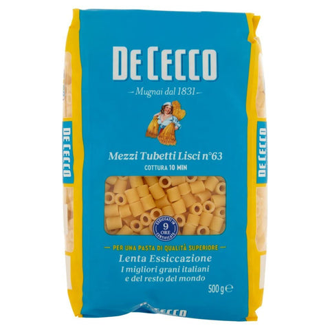 Italian Gourmet E.R. Nudeln & Pasta 10x Pasta De Cecco 100% Italienisch Mezzi Tubetti Lisci N°63 Nudeln 500g + Italian Gourmet Polpa 400g 8001250120632