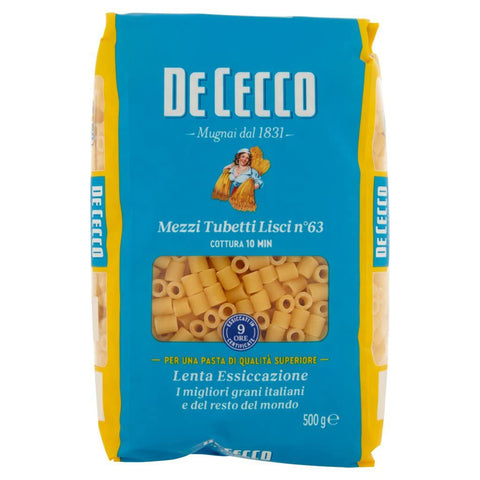 De Cecco Pasta 100% Mezzi Tubetti Lisci N°63 Nudeln 10x500g Original italienisch