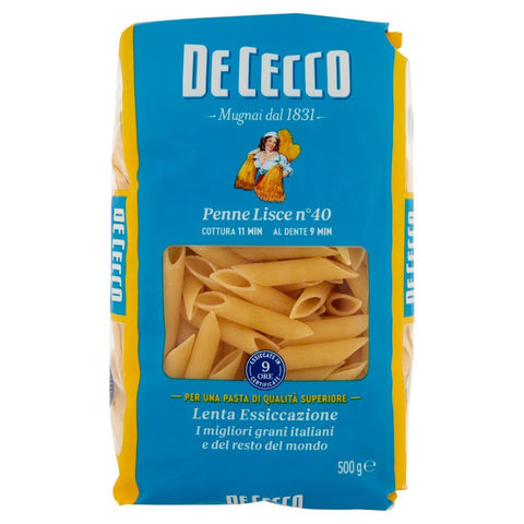 Italian Gourmet E.R. Nudeln & Pasta 10x Pasta De Cecco 100% Italienisch Penne Lisce N°40 Nudeln 500g + Italian Gourmet Polpa 400g 8001250120403