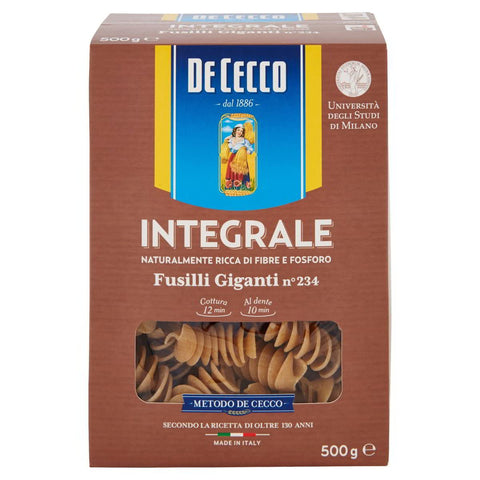 Italian Gourmet E.R. Nudeln & Pasta 10x Pasta De Cecco Fusilli giganti integrali n. 234 Vollkor italienisch Nudeln 500 g + Italian Gourmet polpa 400g 8001250006202