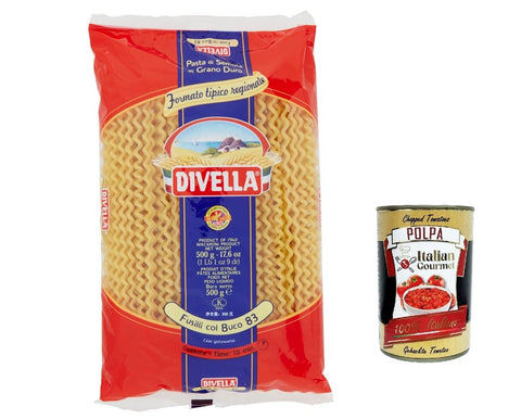 Italian Gourmet E.R. Nudeln & Pasta 10x Pasta Divella 100% Italienisch N° 83 Fusilli col buco , nudeln 500 gr + Italian Gourmet polpa 400g 8005121040838