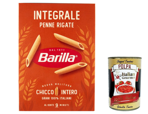 Italian Gourmet E.R. Nudeln & Pasta 10x Pasta integrale Barilla Penne Rigate Integrali Vollkorn italienisch Nudeln 500 g pack + Italian Gourmet polpa 400g 8076809575492