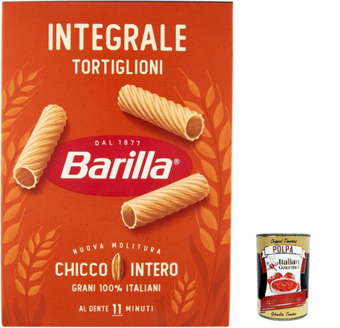 Italian Gourmet E.R. Nudeln & Pasta 10x Pasta integrale Barilla Tortiglioni Integrali Vollkorn italienisch Nudeln 500 g pack + Italian Gourmet polpa 400g 8076809531184