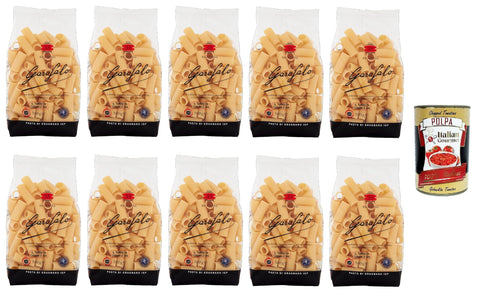 Italian Gourmet E.R. Nudeln & Pasta 10x Rigatoni No. 35 Neapolitanische Hartweizengrieß Packung mit 500g Pasta IGP + Italian Gourmet polpa 400g 8000139000355