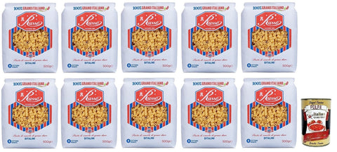 Italian Gourmet E.R. Nudeln & Pasta 10x Russo Ditalini N°112 Hartweizengrieß Pasta,100% Italienischer Weizen,500g-Packung + Italian Gourmet Polpa di Pomodoro 400g Dose 8000139922688