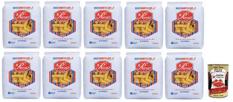 Italian Gourmet E.R. Nudeln & Pasta 10x Russo Elicoidali N°122 Hartweizengrieß Pasta,100% Italienischer Weizen,500g-Packung + Italian Gourmet Polpa di Pomodoro 400g Dose 8000139922787