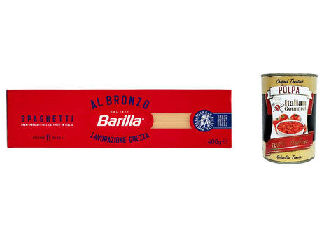 Italian Gourmet E.R. Nudeln & Pasta 10x Spaghetti al Bronzo Bronze Gezogene Pasta 400g Rohe Verarbeitungsmethode + Italian Gourmet polpa 400g 8076809580878