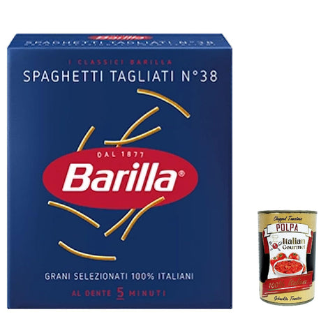 Spaghetti Tagliati n°38, Pasta 100% italienisch Nudeln aus Hartweizengrieß 500g Packung 10x Original italienisch inkl. Italian Gourmet Polpa di Pomodoro 400g Dose